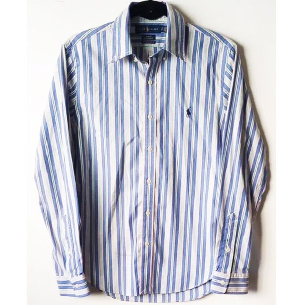 Polo Slim Fit Performance Button Down Shirt S Blue Pink Yellow Green Untucked